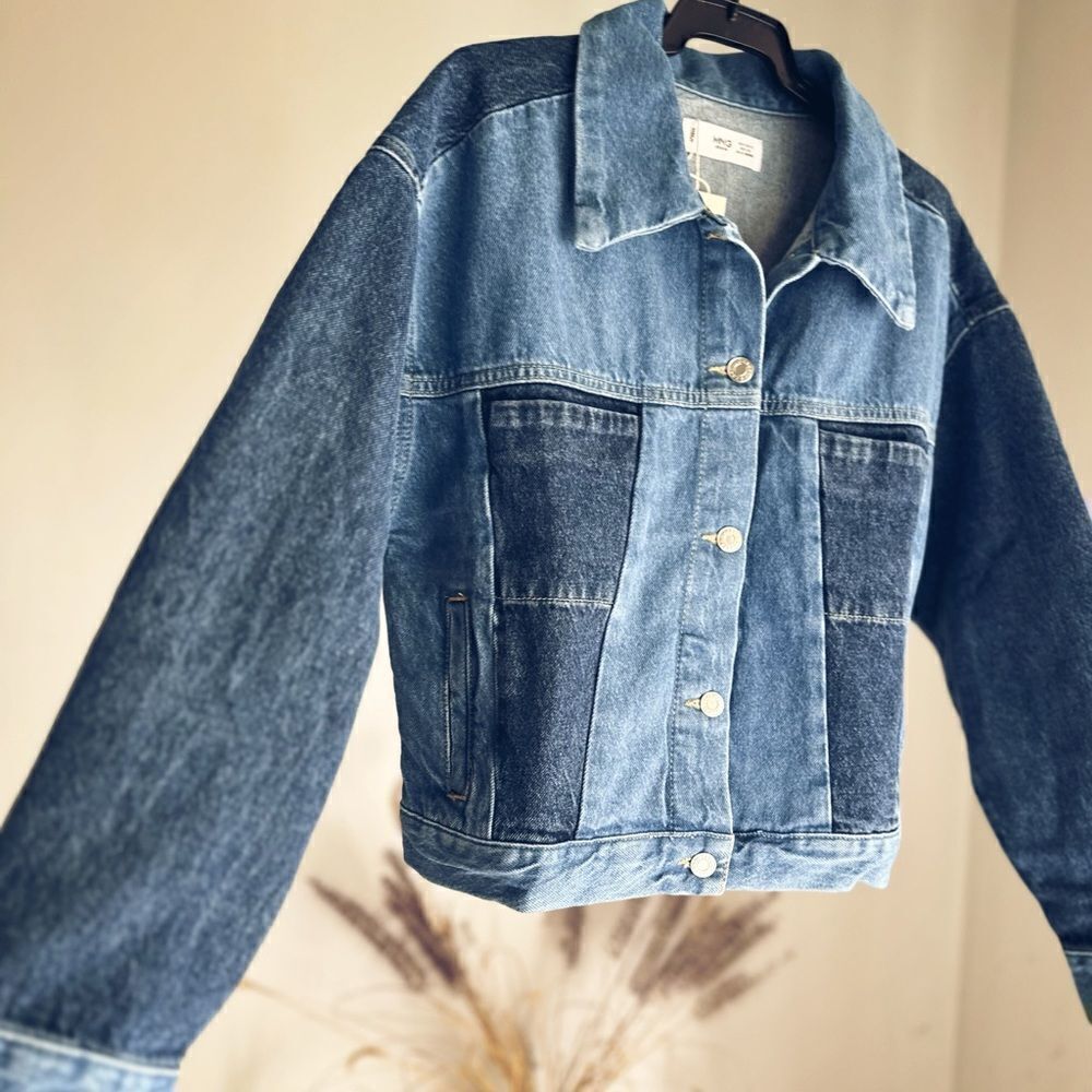 Mango Denim Combination Two Tone Jacket - Picture 2 of 4